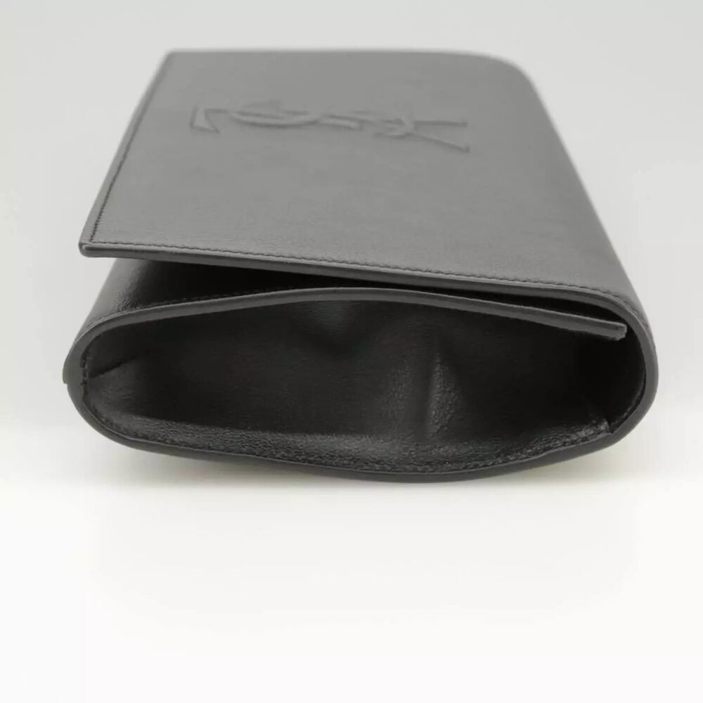 SAINT LAURENT Clutch Bag Leather Black Gold Auth - Picture 11 of 15